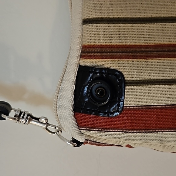 VTG BRIGHTON Canvas Beach Scene Mini Baguette Carpet Shoulder Bag - Picture 8 of 10